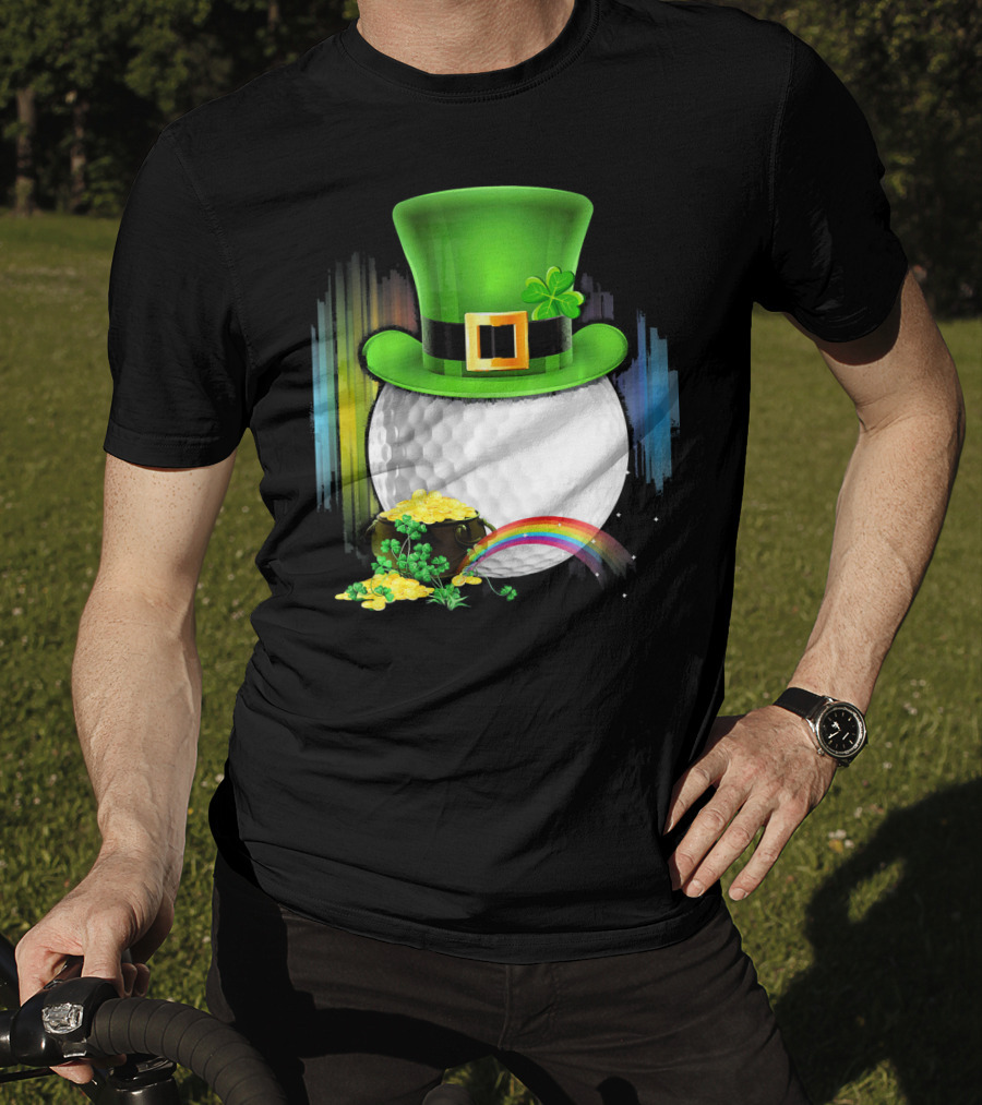 Golf Leprechaun Coin Rainbow Saint Patrick's Day T-Shirt