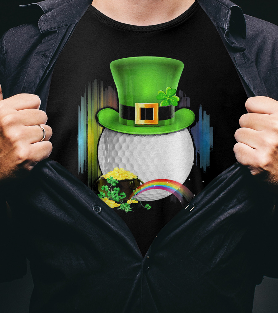Golf Leprechaun Coin Rainbow Saint Patrick's Day T-Shirt