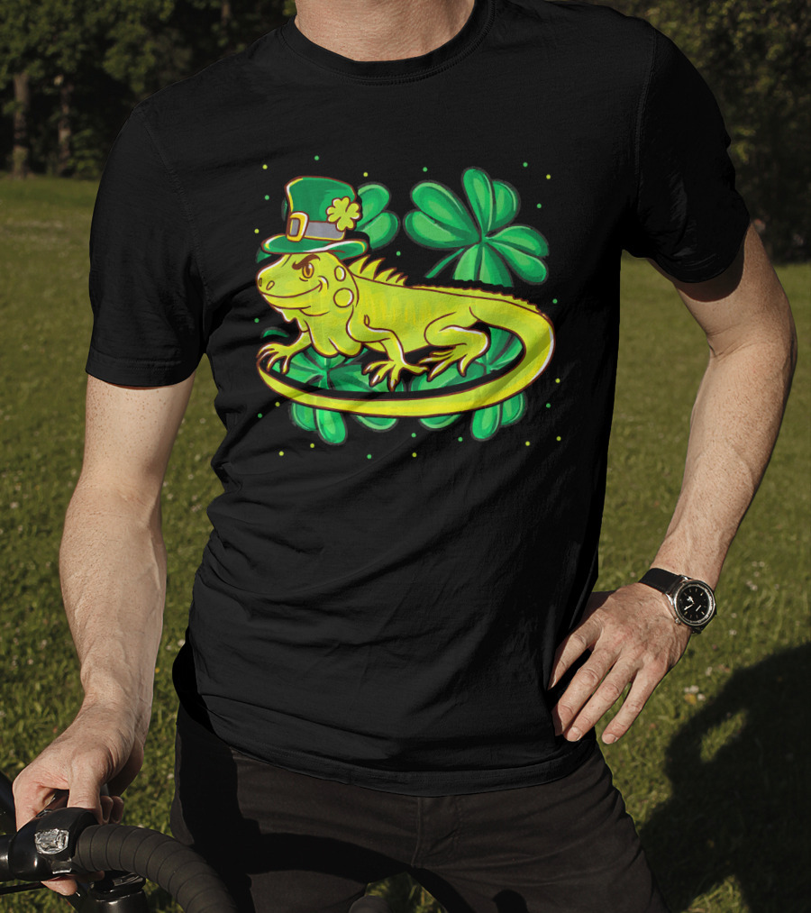 Leprechaun Hat Iguana Shamrock Lucky Charm Reptile T-Shirt