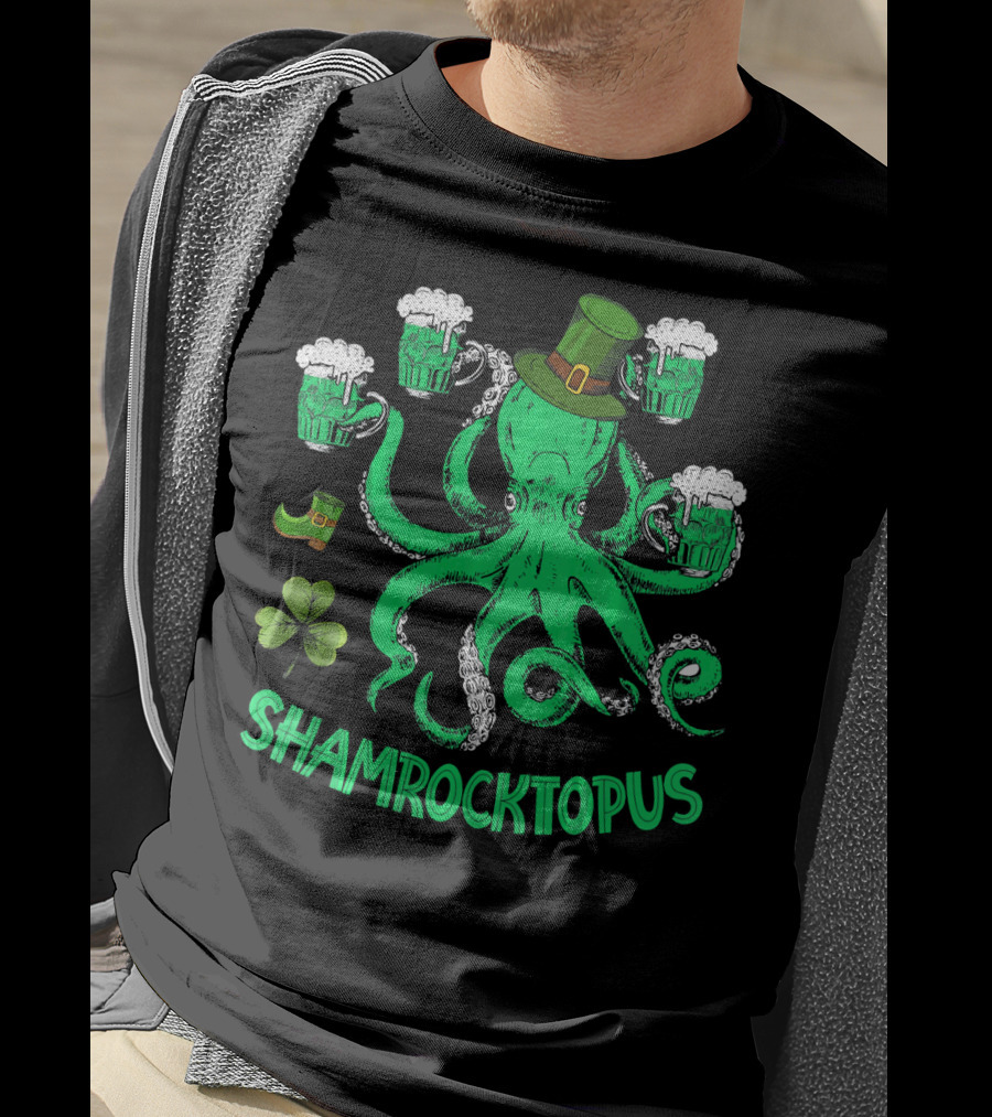 Shamrocktopus Leprechaun Hat Beer Mugs St. Patrick's Day T-Shirt