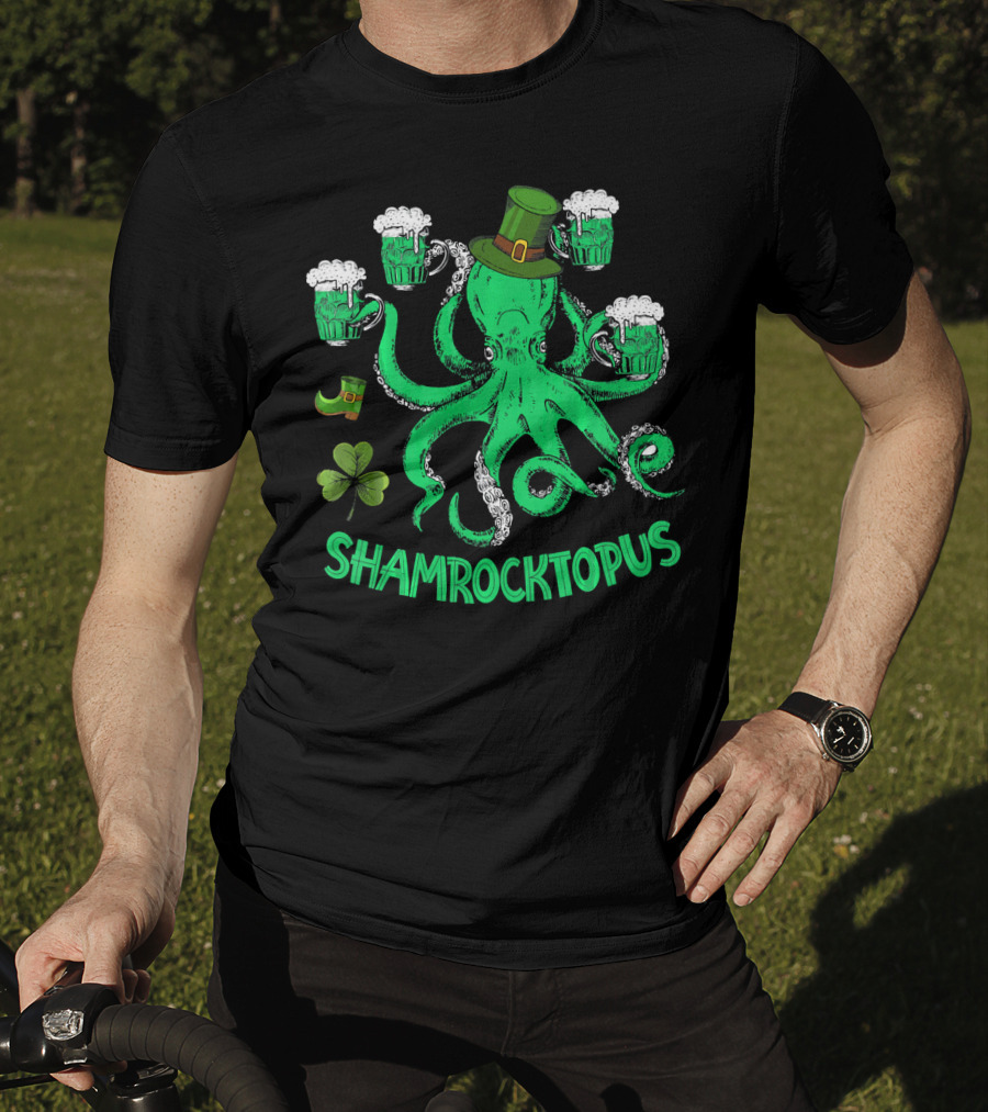 Shamrocktopus Leprechaun Hat Beer Mugs St. Patrick's Day T-Shirt