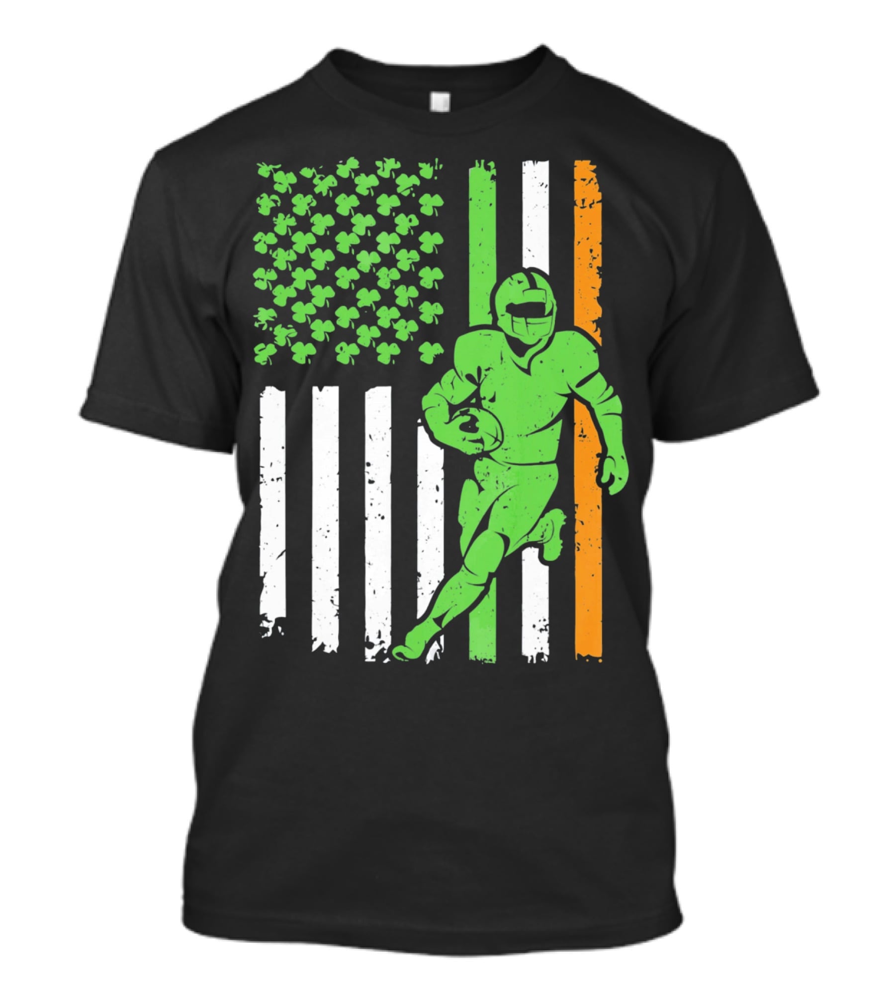 Irish American Football Flag St Patricks Day Shamrock Stripes T-Shirt