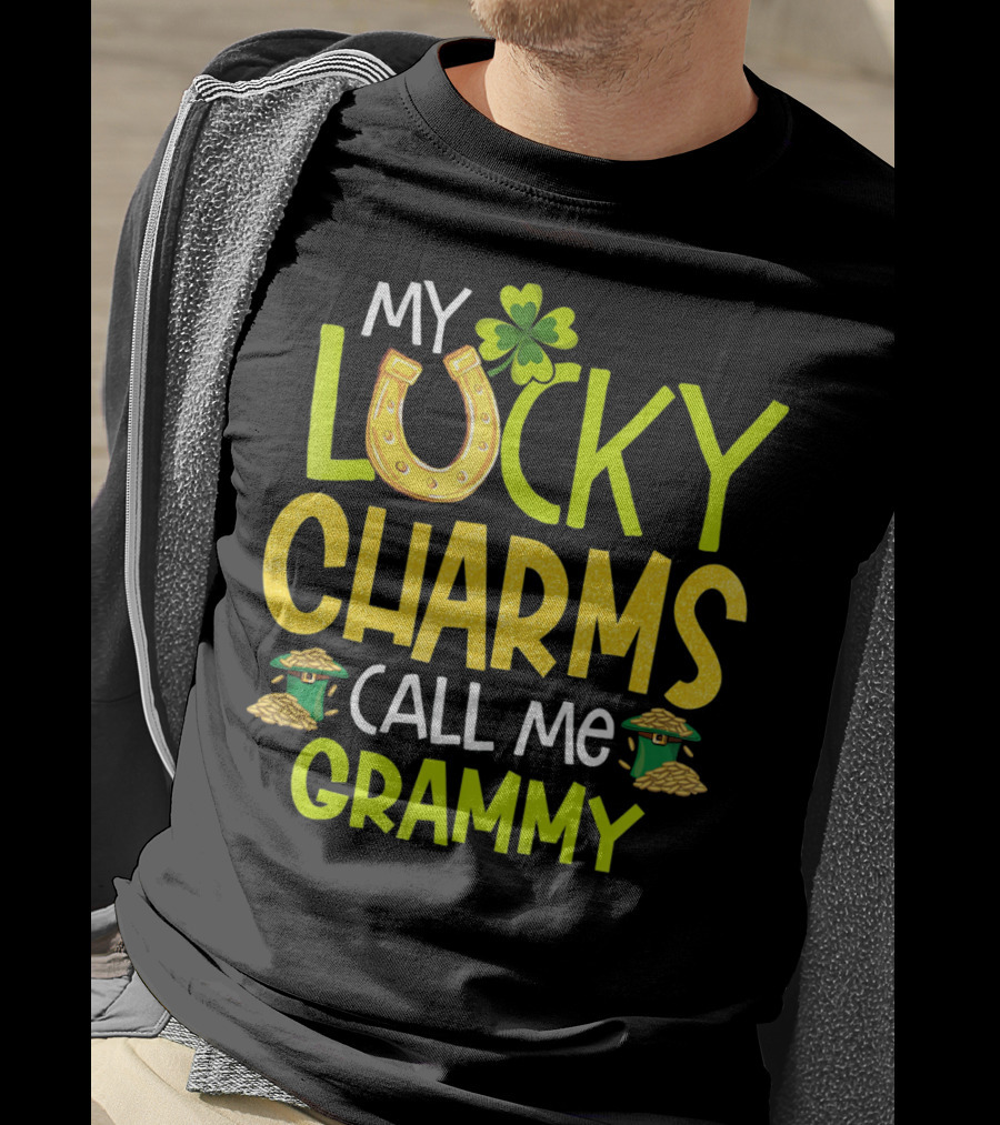 My Lucky Charms Call Me Grammy With Horseshoe Clover Gold Pots T-Shirt