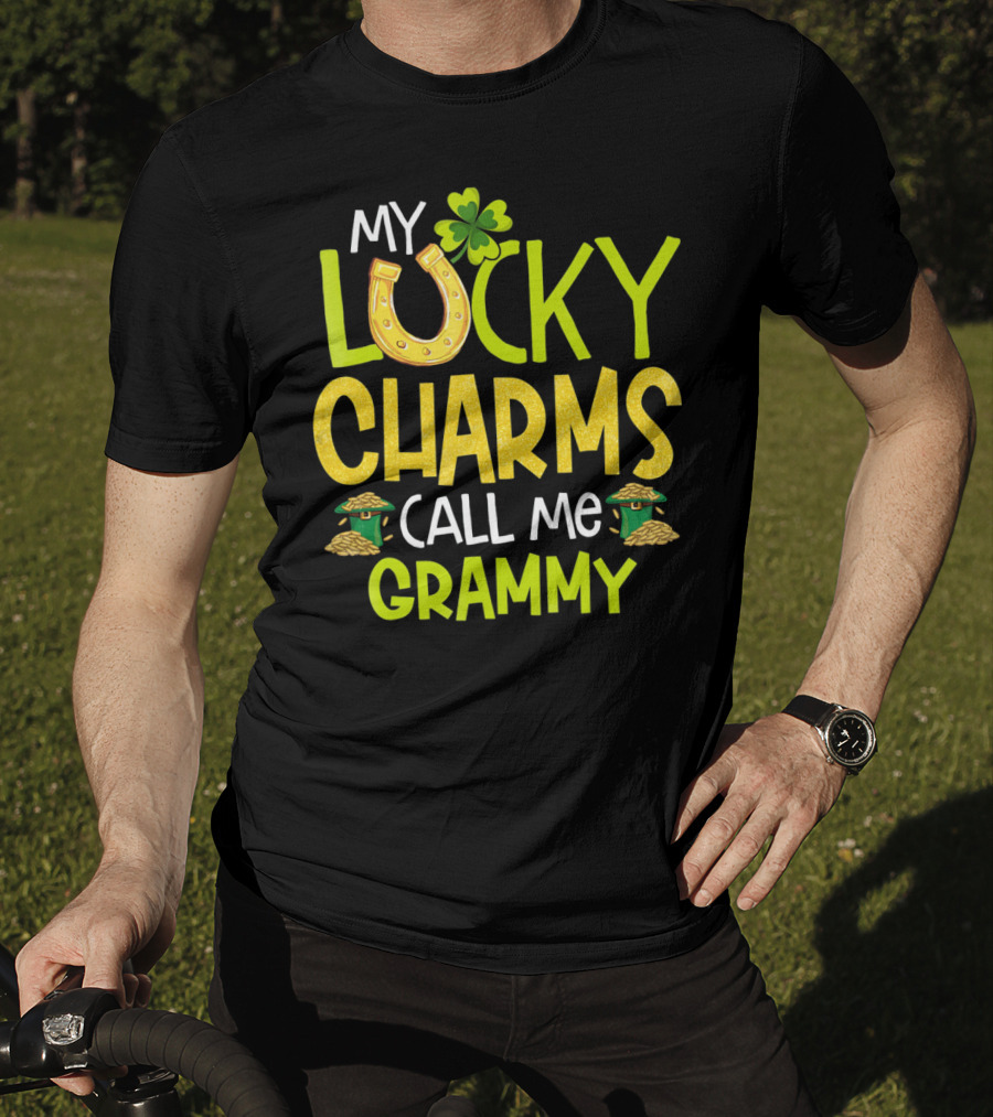My Lucky Charms Call Me Grammy With Horseshoe Clover Gold Pots T-Shirt