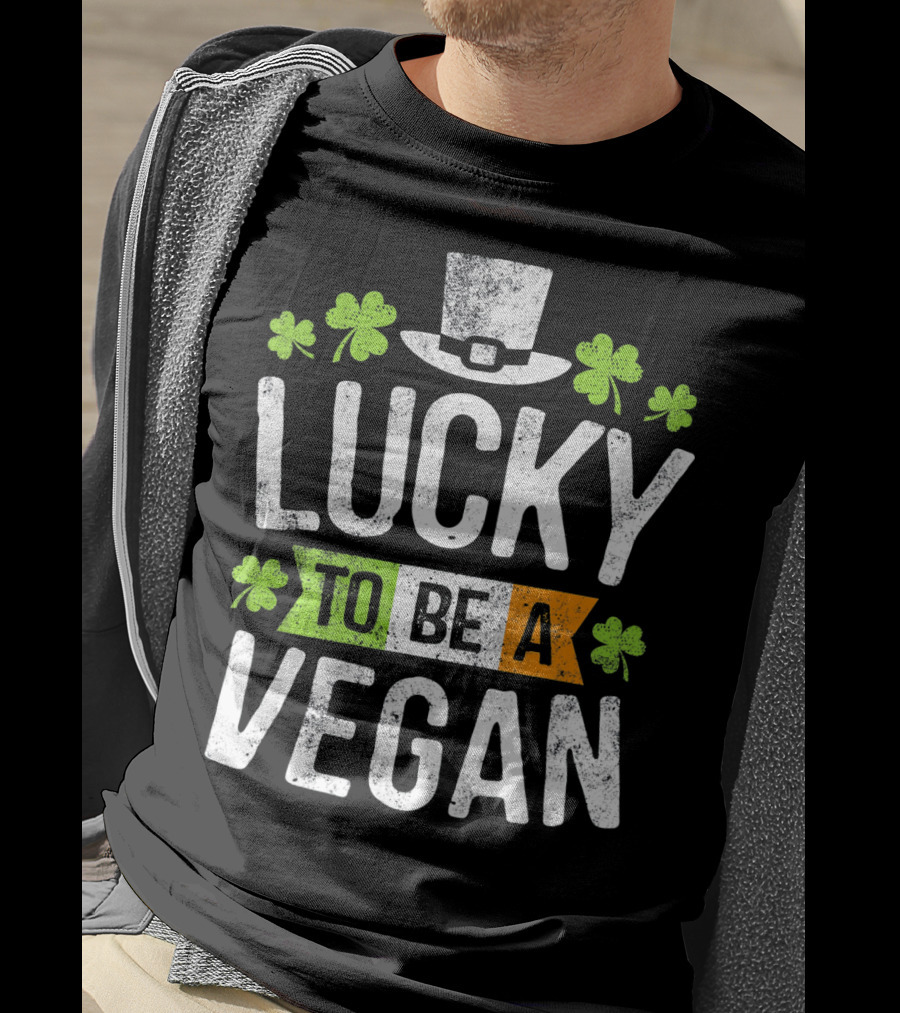 Lucky To Be A Vegan Funny St Patrick's Day Shamrock Hat T-Shirt