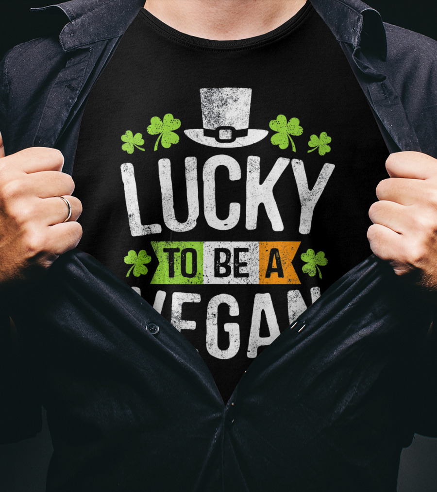 Lucky To Be A Vegan Funny St Patrick's Day Shamrock Hat T-Shirt