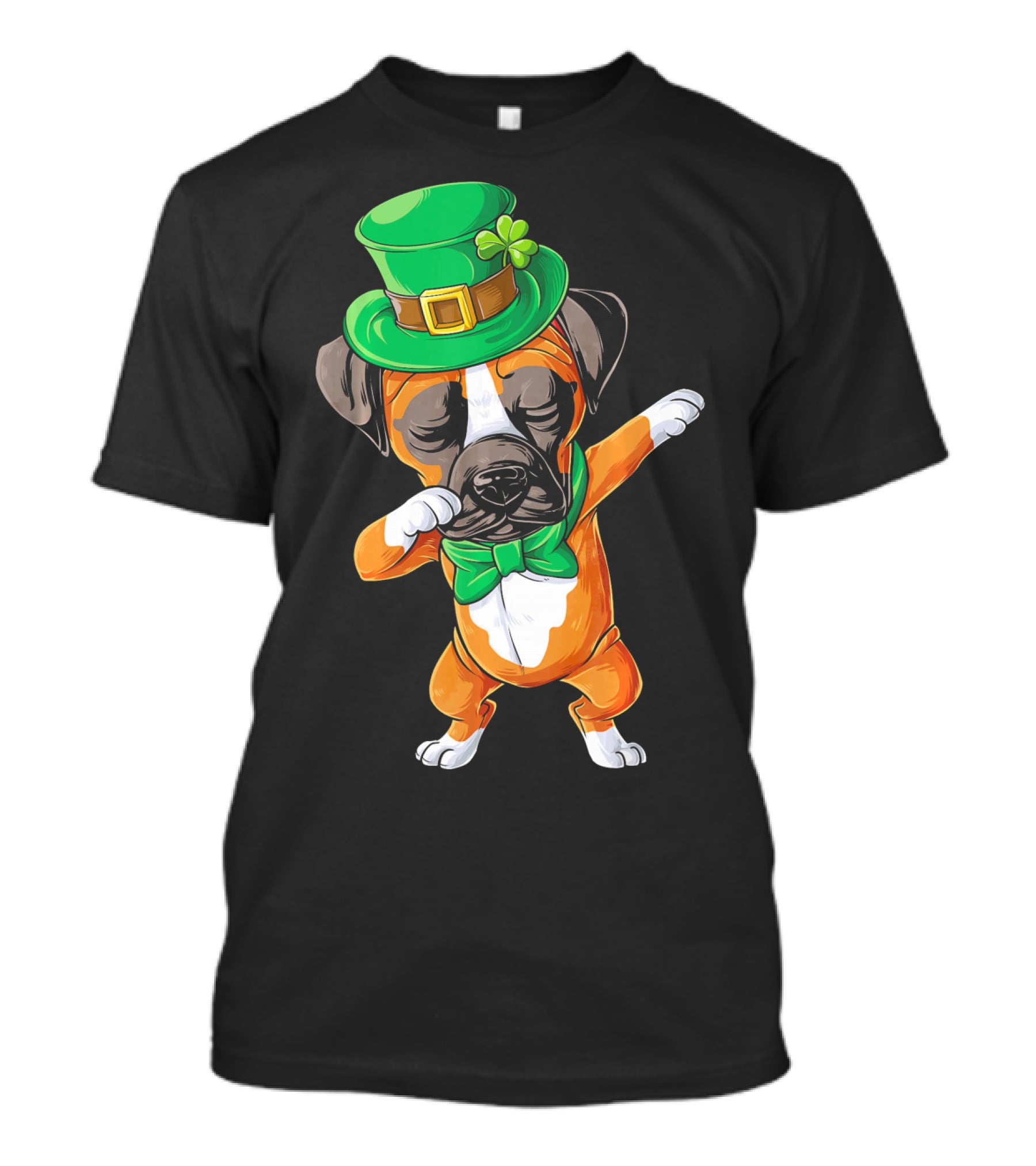 Dabbing Boxer Dog St Patricks Day Hat Bowtie T-Shirt