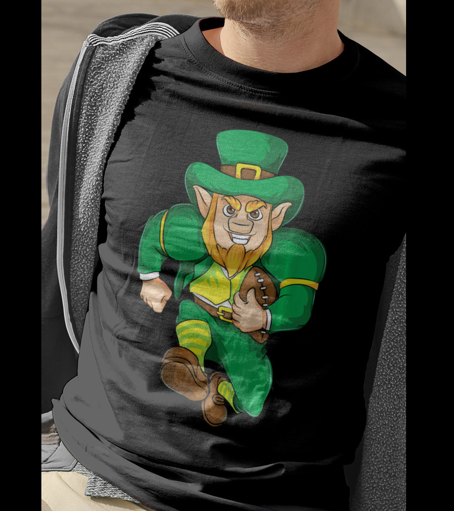 Irish Football Leprechaun St Patricks Running With Ball T-Shirt