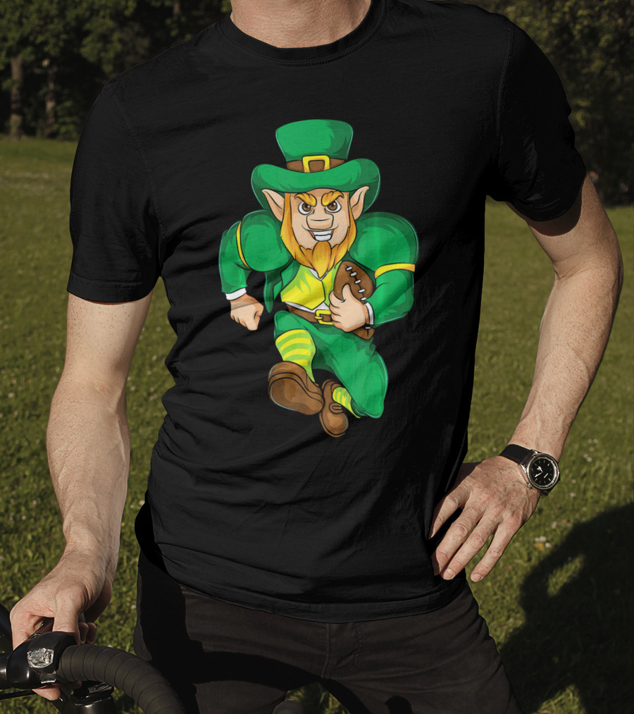 Irish Football Leprechaun St Patricks Running With Ball T-Shirt