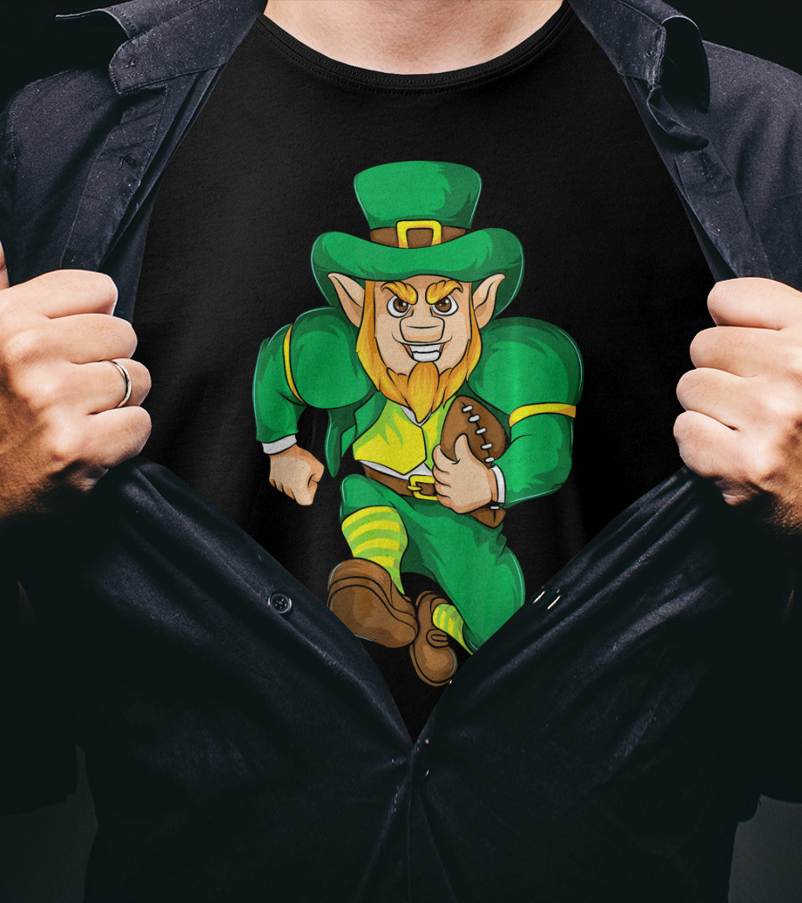 Irish Football Leprechaun St Patricks Running With Ball T-Shirt