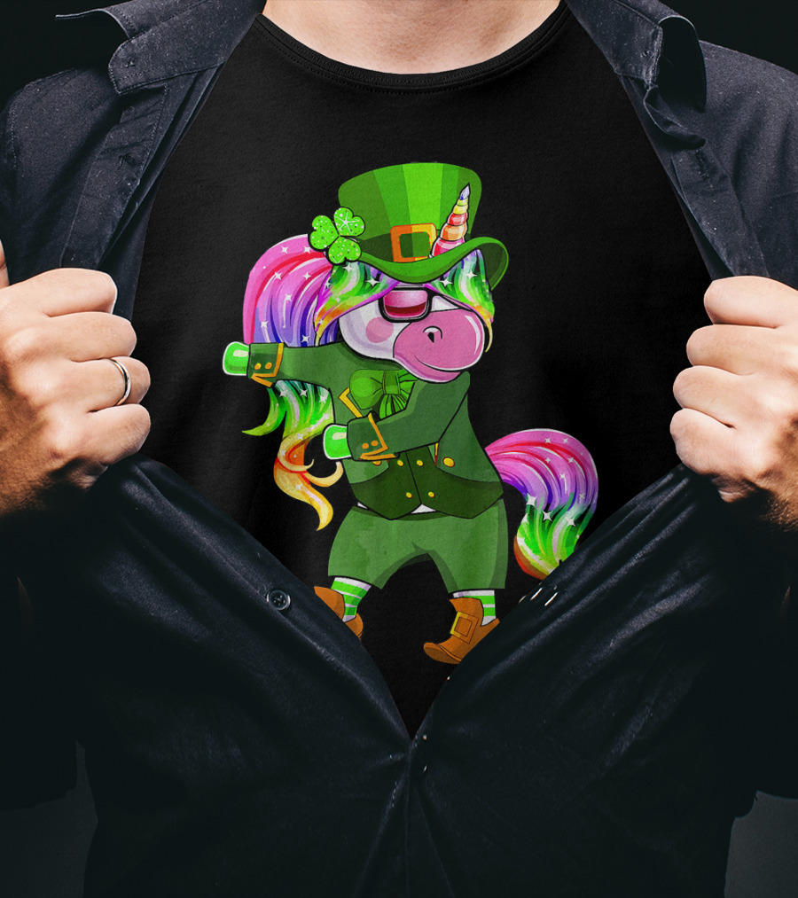 Leprechaun Costume Funny Flossing Unicorn St. Patrick's Day T-Shirt