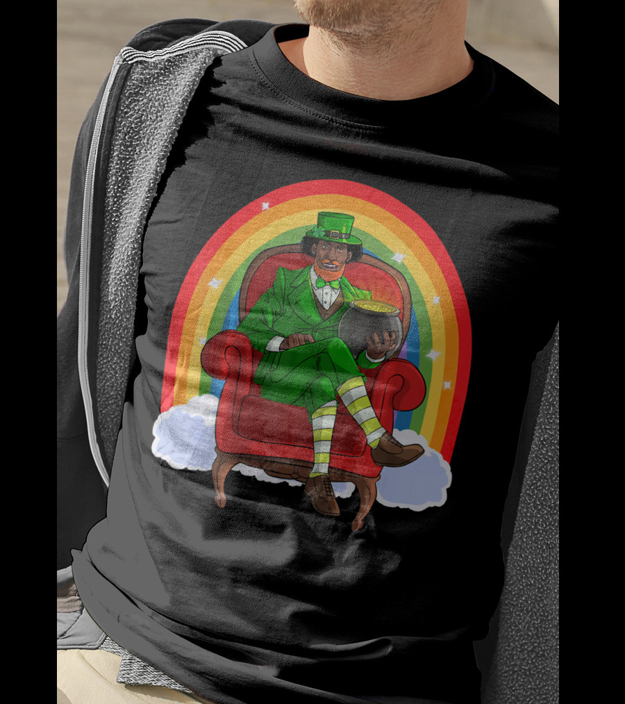 African American Leprechaun With Pot Of Gold And Rainbow St. Patricks T-Shirt