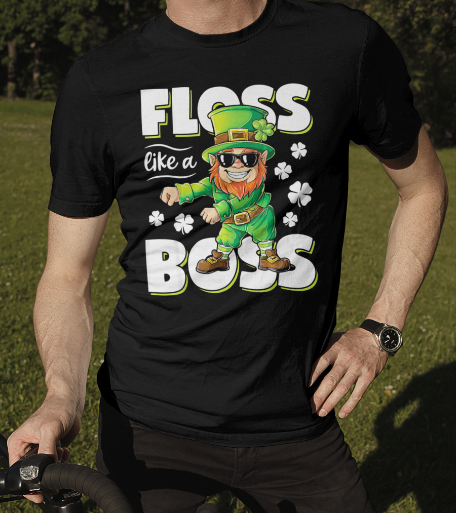 Floss Like A Boss Leprechaun With Shamrocks And Sunglasses T-Shirt