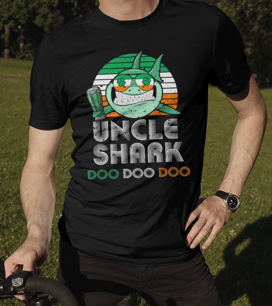 Uncle Shark Doo Doo Doo Retro Vintage Irish Beer Shamrock Fun T-Shirt