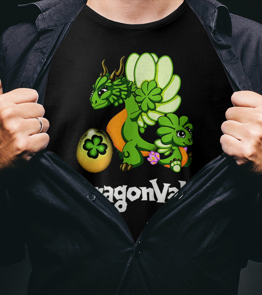 DragonVale Clover Dragon With Shamrock Egg T-Shirt