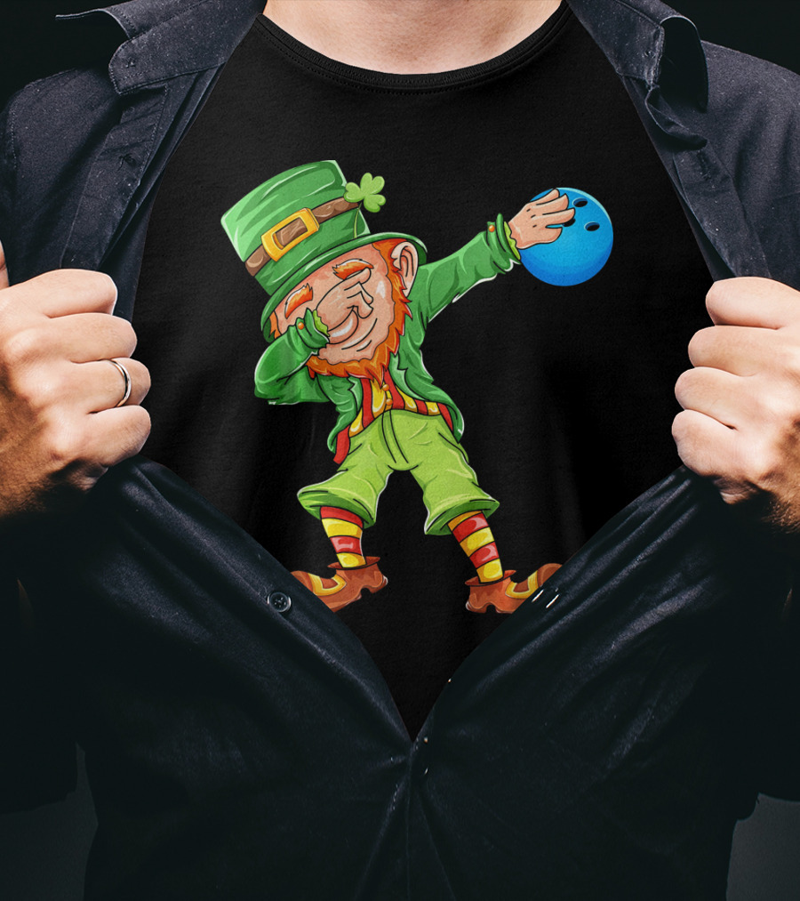 Dabbing Leprechaun Bowling St Patricks Day T-Shirt