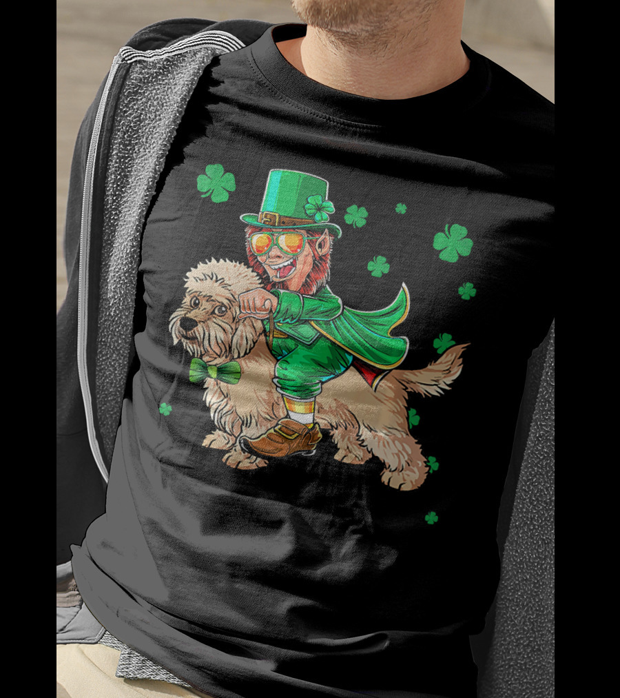 Leprechaun Dandi Dinmont Terrier Shamrock St. Patrick's Day T-Shirt