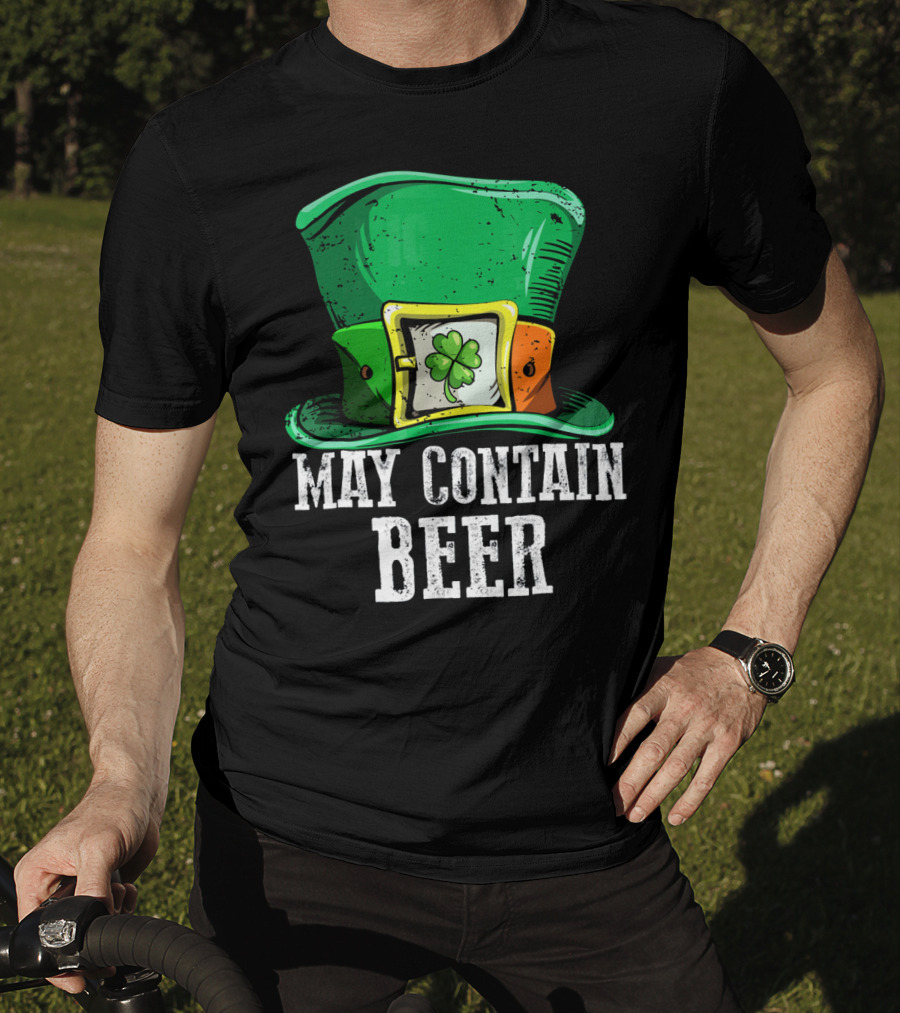 May Contain Beer Green Hat With Shamrock Buckle T-Shirt