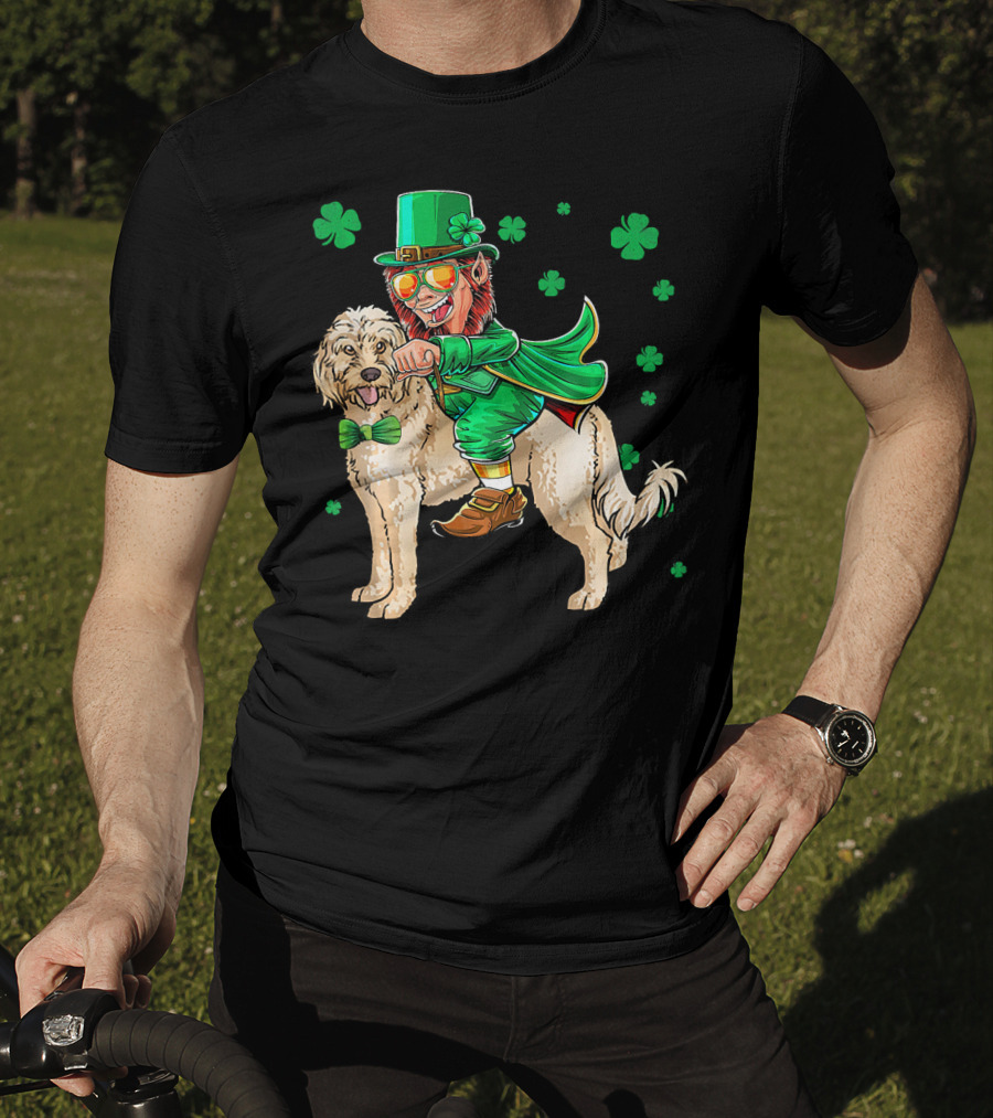 Leprechaun Riding Cockapoo With Shamrocks For St. Patrick's Day T-Shirt