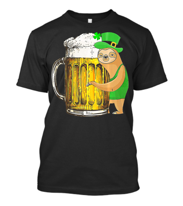 St Patricks Sloth Leprechaun With Beer Mug T-Shirt