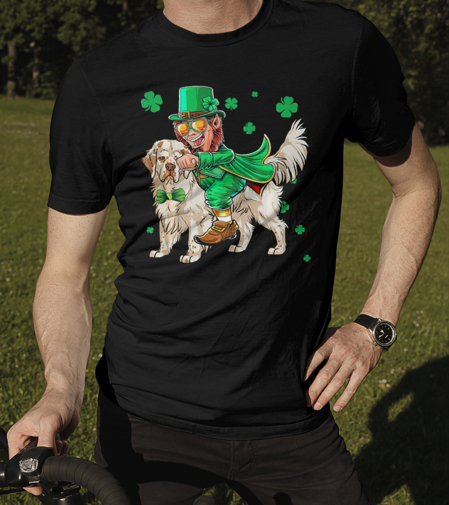 Leprechaun Clumber Spaniel Shamrock St. Patrick's Day T-Shirt