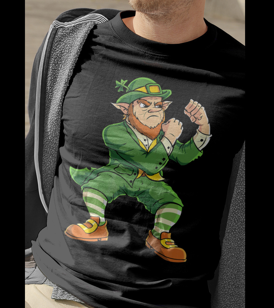 Angry Leprechaun Fist Fighting Saint Patrick's Day Iconic T-Shirt
