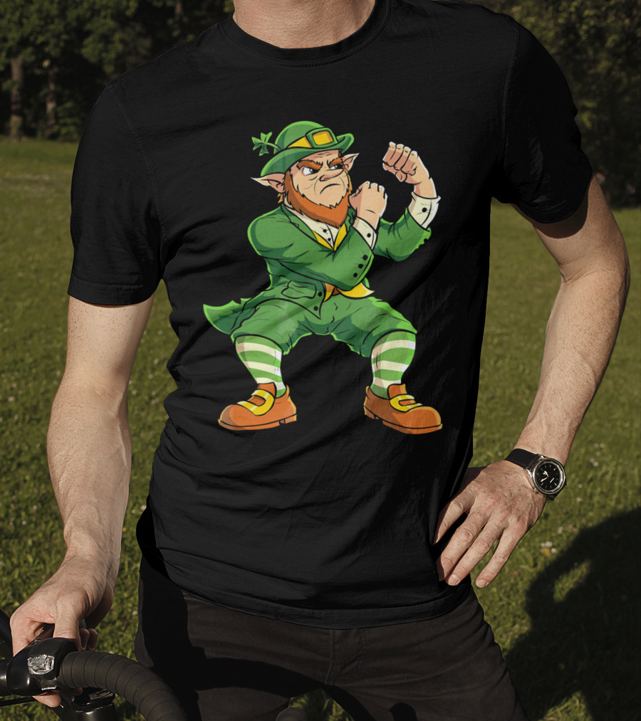 Angry Leprechaun Fist Fighting Saint Patrick's Day Iconic T-Shirt