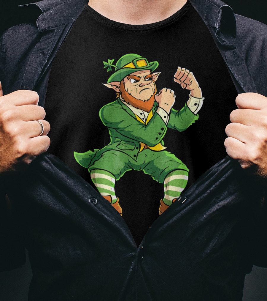 Angry Leprechaun Fist Fighting Saint Patrick's Day Iconic T-Shirt