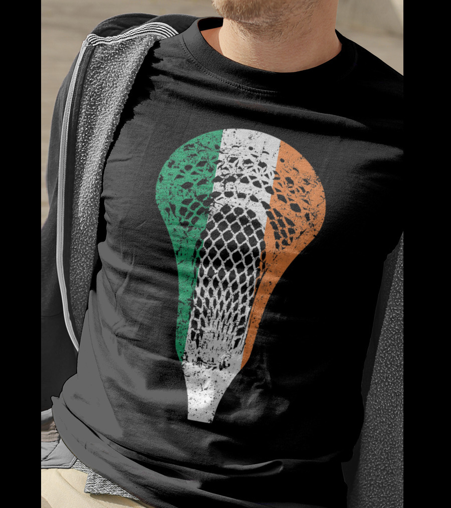 Irish Lacrosse Ireland Tricolor Lacrosse Stick Net T-Shirt