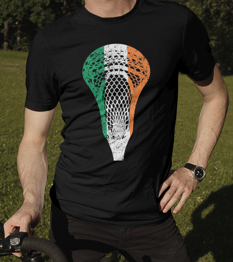 Irish Lacrosse Ireland Tricolor Lacrosse Stick Net T-Shirt