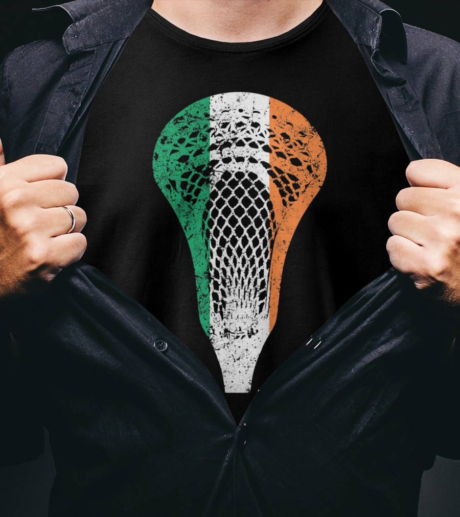 Irish Lacrosse Ireland Tricolor Lacrosse Stick Net T-Shirt