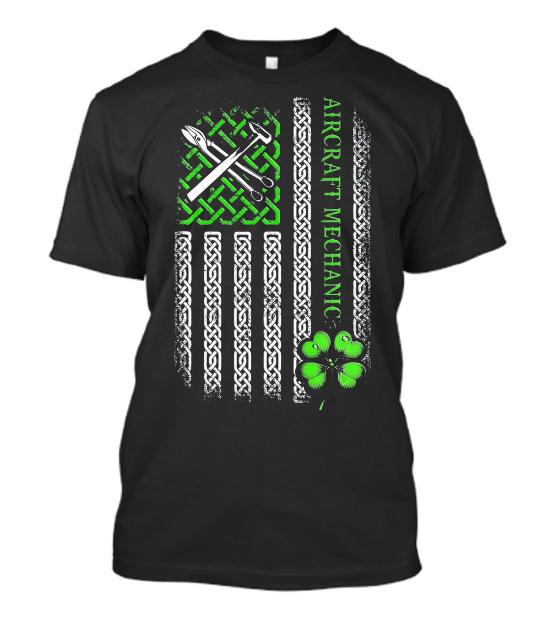 Aircraft Mechanic Clover Flag Celtic Knot T-Shirt