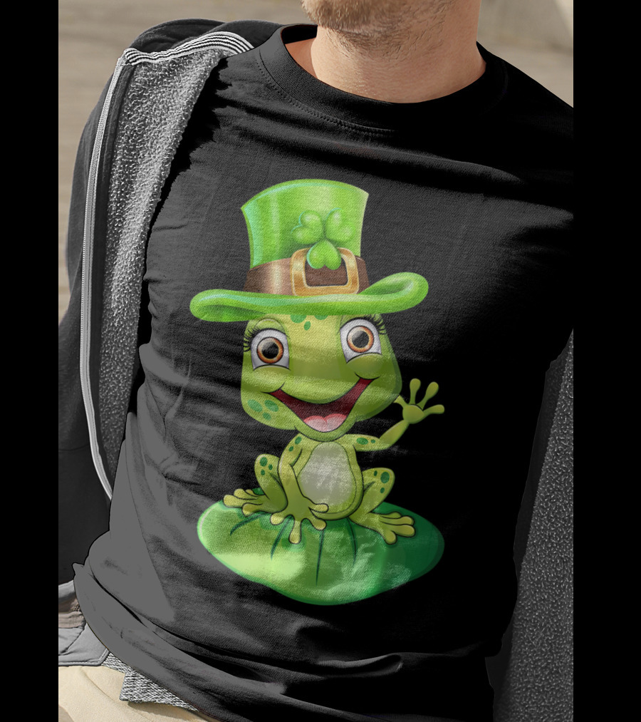 St. Patrick's Day Cute Frog In Green Hat T-Shirt