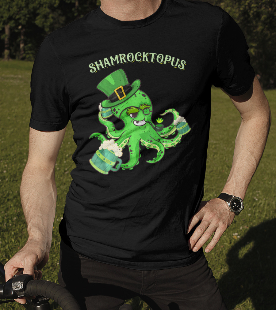 Shamrocktopus Octopus Leprechaun St. Pat Green Hat Beer Mugs T-Shirt