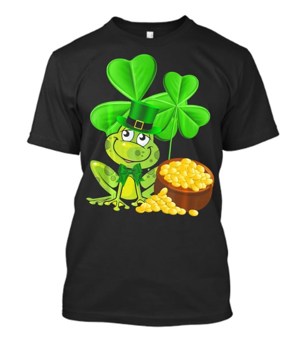 Leprechaun Frog St. Patrick's Day Shamrock Gold Coins T-Shirt
