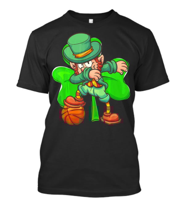 Dabbing Leprechaun With Basketball And Shamrock T-Shirt