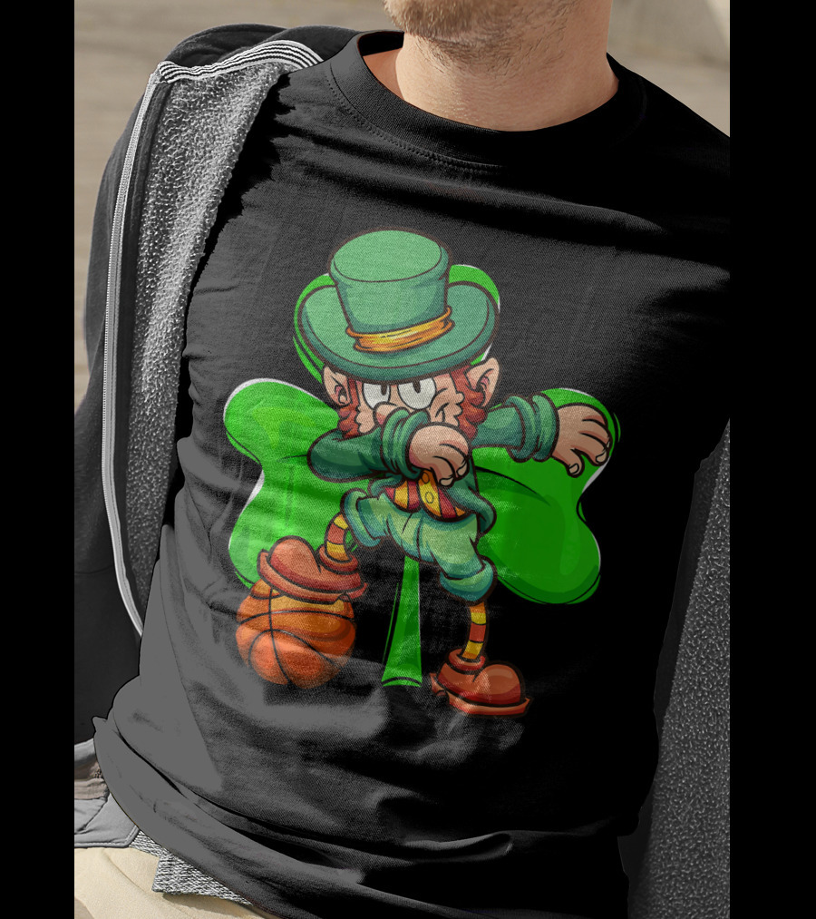 Dabbing Leprechaun With Basketball And Shamrock T-Shirt