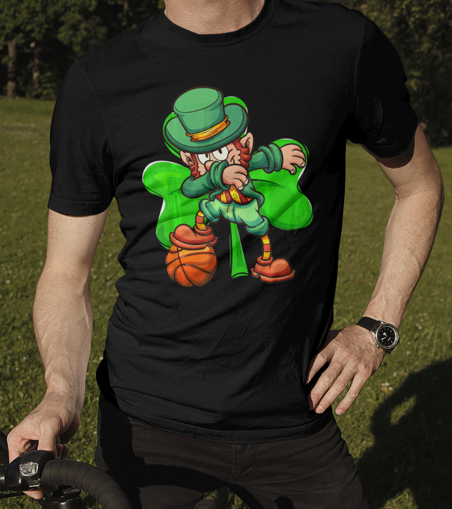 Dabbing Leprechaun With Basketball And Shamrock T-Shirt