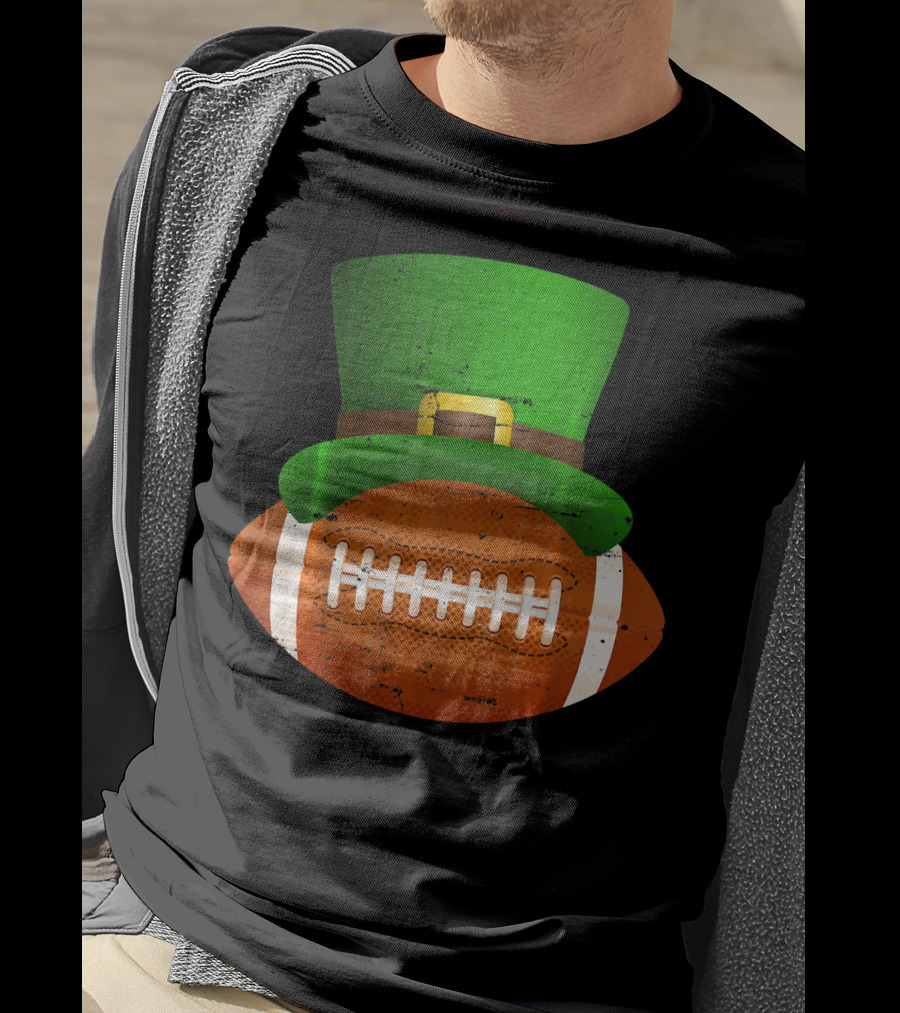 Funny St Patricks Leprechaun Football Hat Luck T-Shirt
