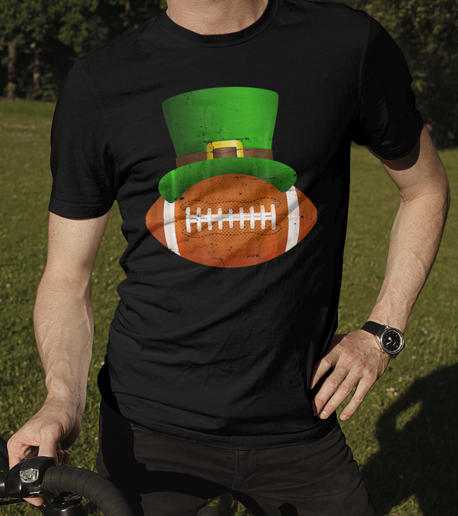 Funny St Patricks Leprechaun Football Hat Luck T-Shirt