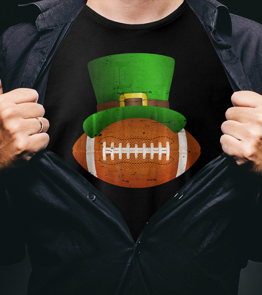Funny St Patricks Leprechaun Football Hat Luck T-Shirt