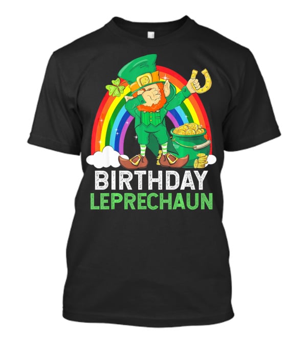 Birthday Leprechaun Dabbing Rainbow Pot Of Gold T-Shirt