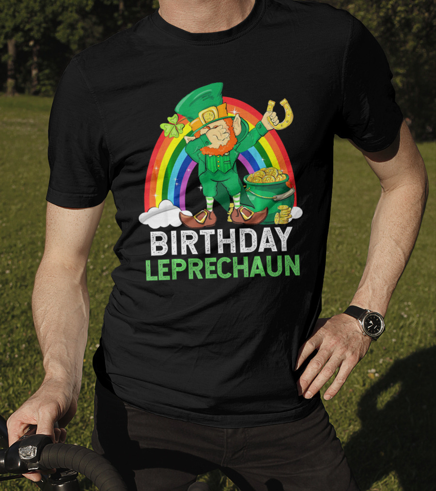 Birthday Leprechaun Dabbing Rainbow Pot Of Gold T-Shirt
