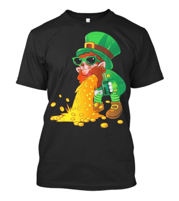 Puking Leprechaun St Patrick's Day Humor With Gold Coins T-Shirt