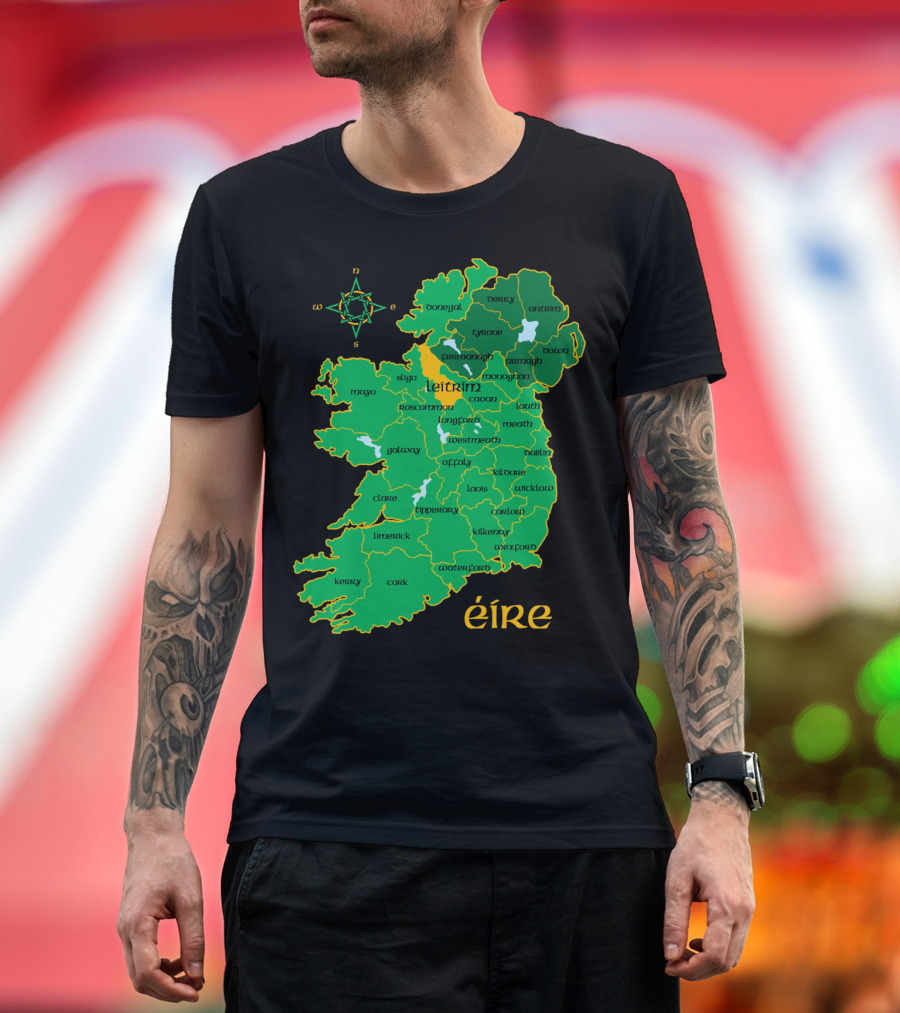 Leitrim Ireland County Map Éire Compass T-Shirt