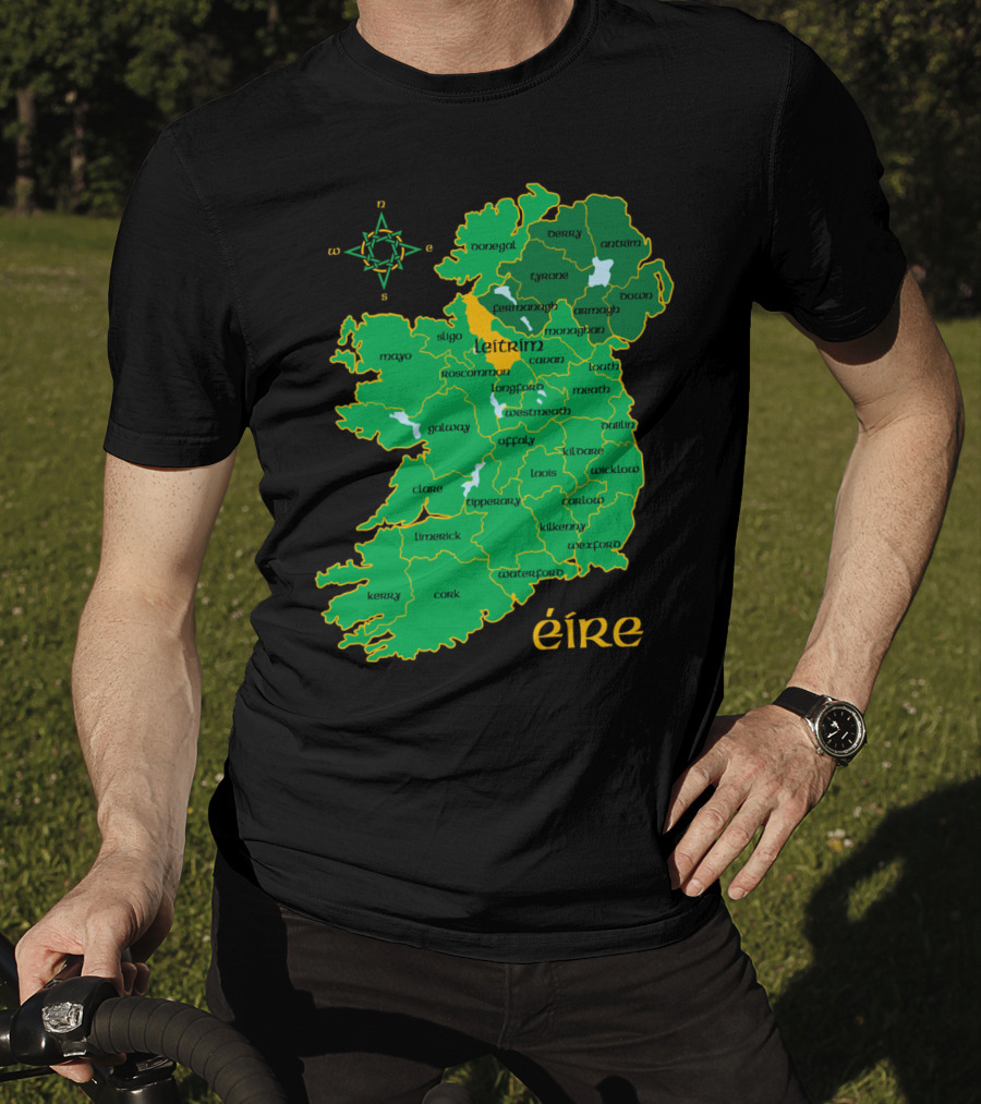 Leitrim Ireland County Map Éire Compass T-Shirt