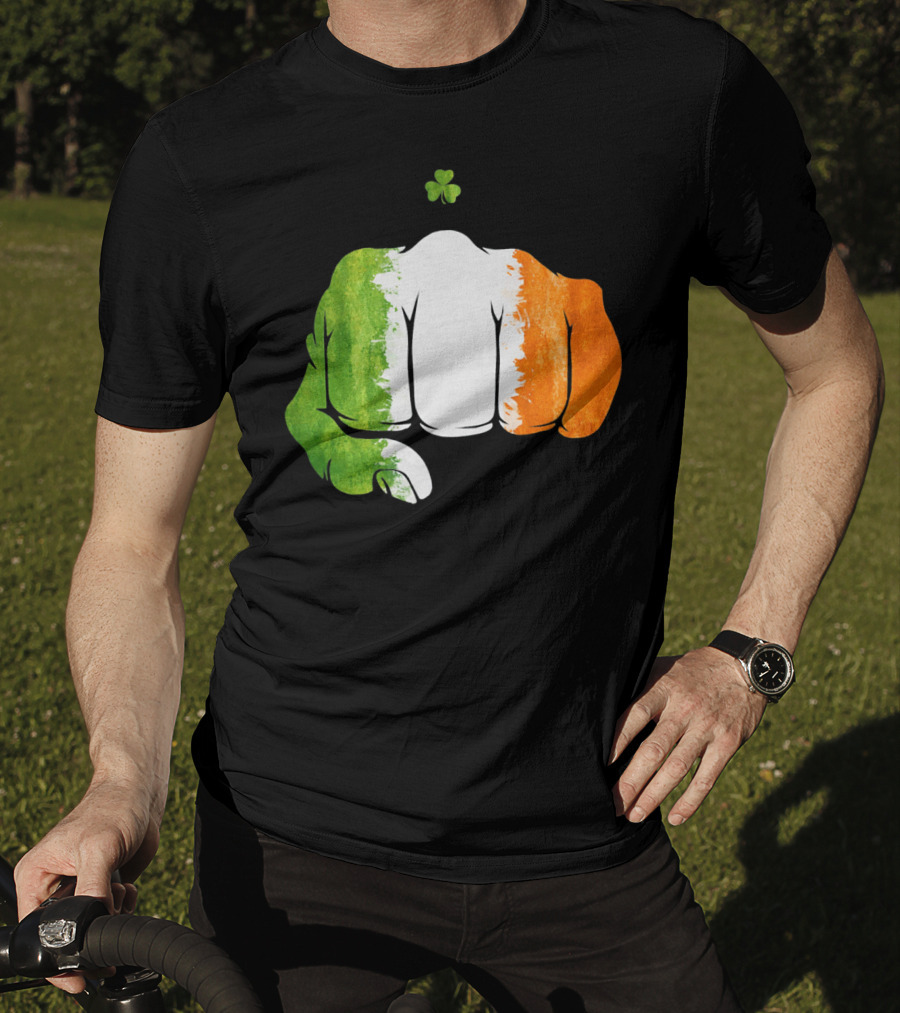 Irish Fighting Fist With Tricolor And Shamrock Mixed Martial Arts T-Shirt