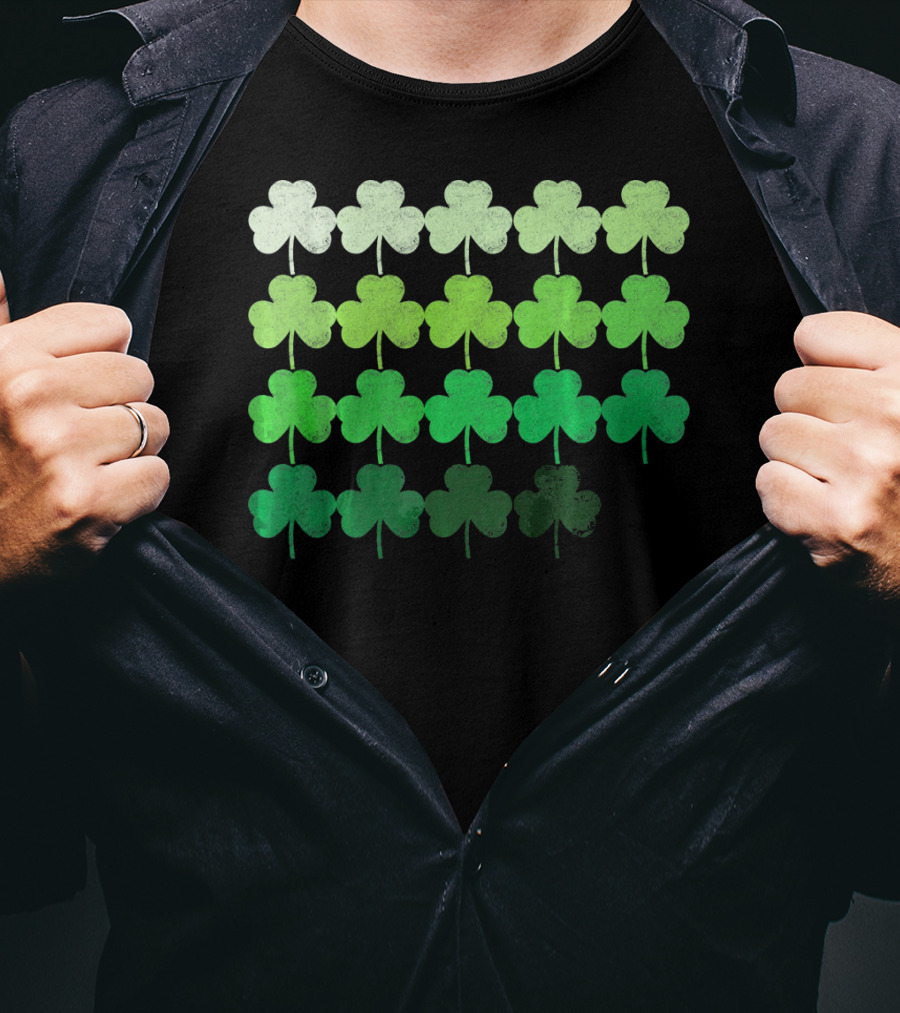 Shades Of Green Irish Shamrock Gradient T-Shirt