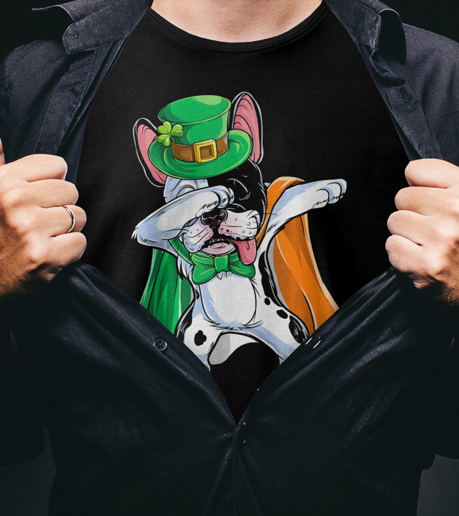 Dabbing French Bulldog St. Patrick's Day Leprechaun Costume T-Shirt