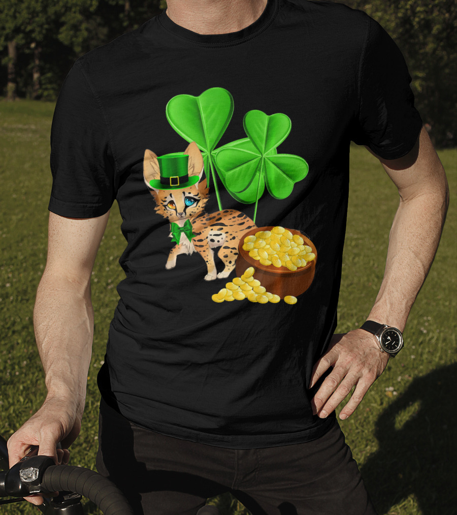 Ocicat St Patricks Day Leprechaun With Shamrocks And Gold Coins T-Shirt
